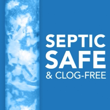 Septic safe & clog free blue banner