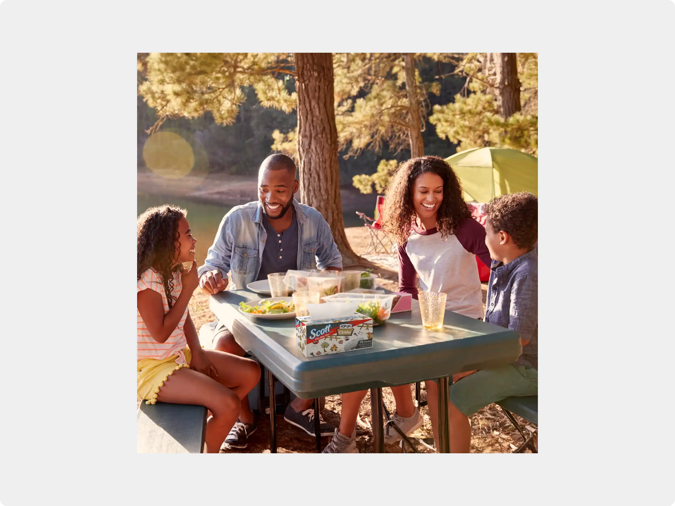 Family at picnic table