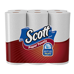 6 pack rolls of Scott Brand paper towels