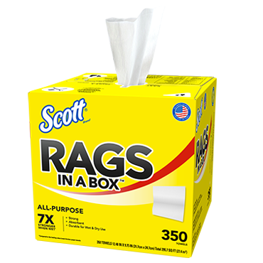 350 RAGS SCOTT ALL-PURPOSE DISPOSABLE RAGS IN POP UP TOP BOX 11.5" x 9.5" 