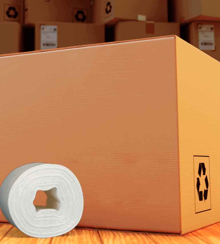 Cardboard box full of Scott® toilet paper