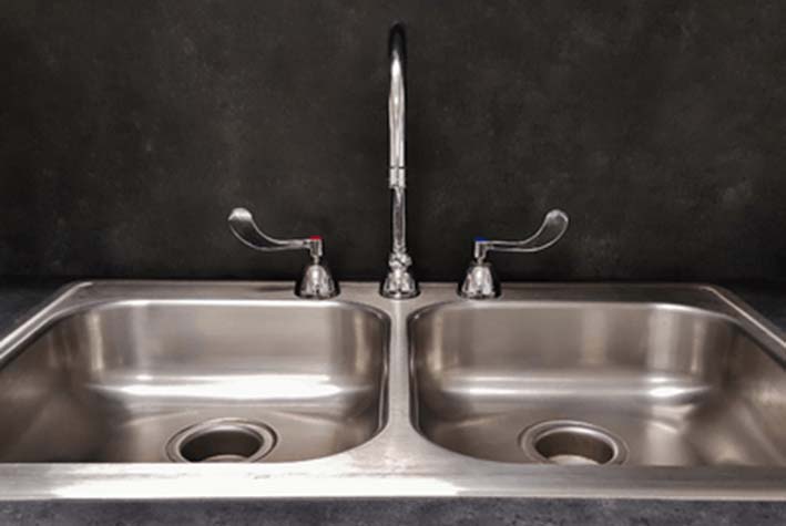 picture of a silver double sided sink